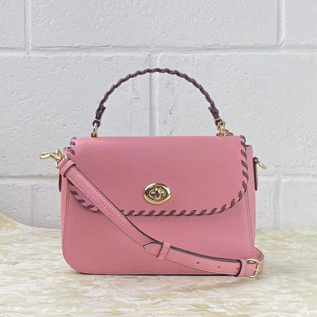 Coach C4107 Marlie Top Handle Satchel With Whipstitch In Bublgm/Vintg Mve Mult Coach C4107 Marlie Top Handle Satchel With Whipstitch In Bublgm/Vintg Mve Mult